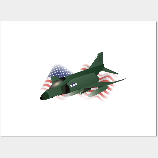 F-4 Phantom Jet Interceptor with US Flag Wall Art by NorseTech